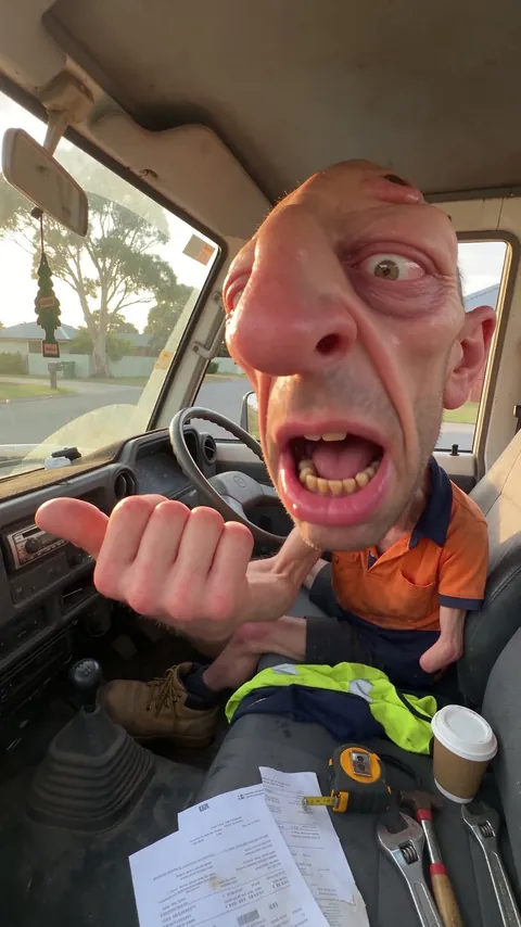 Craig Whitlock, plumber, at his work ute in a Perth suburb