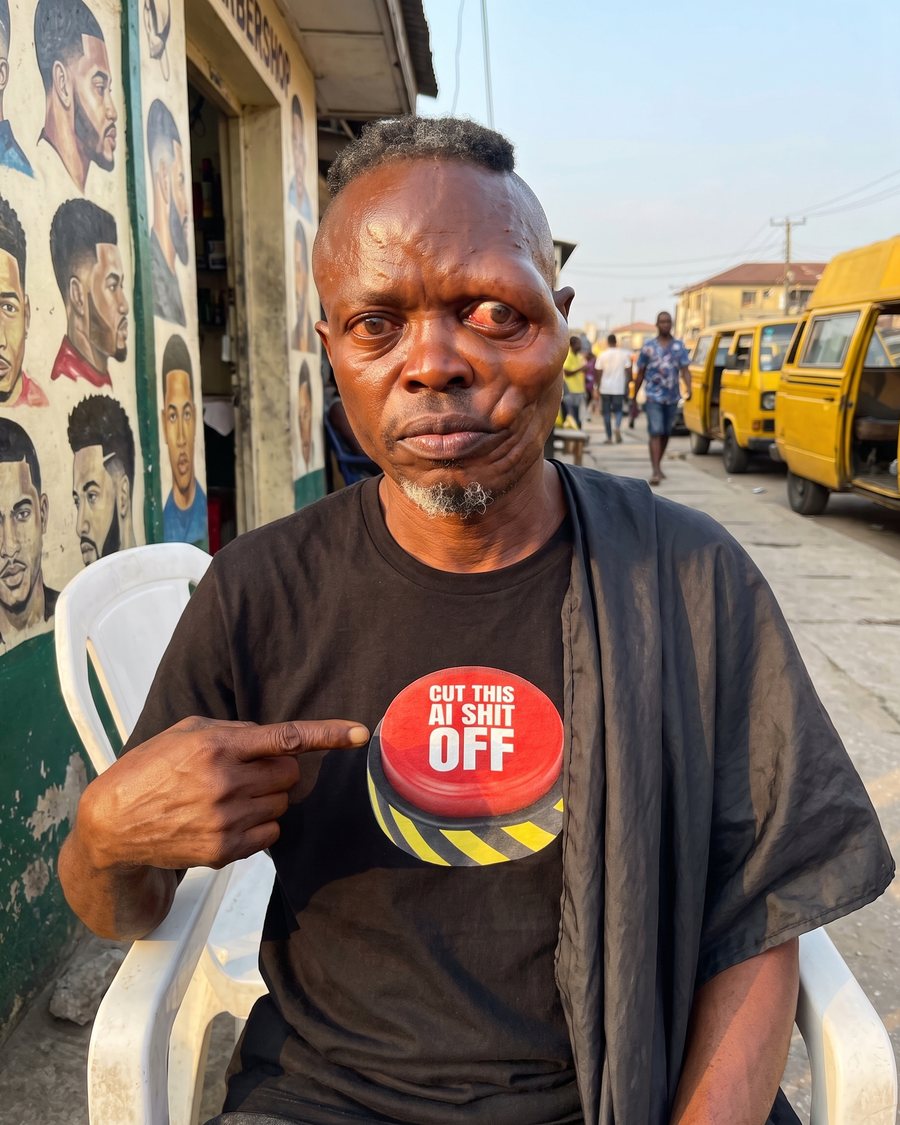 The Button Tee, worn by Tunde Adeyemi